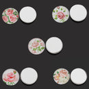 5 Glass Rose Cabochons, flatback, 1" diameter for bottlecaps, magnets, jewelry,  crafting cab0186