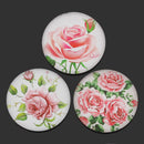 5 Glass Rose Cabochons, flatback, 1" diameter for bottlecaps, magnets, jewelry,  crafting cab0186
