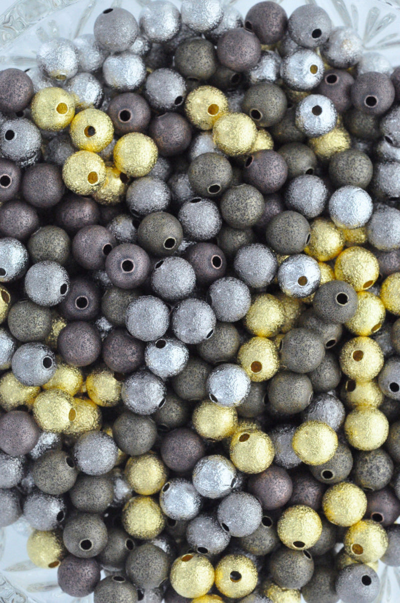30 MIXED COLOR Stardust Metal Round Beads  8mm  BME0005