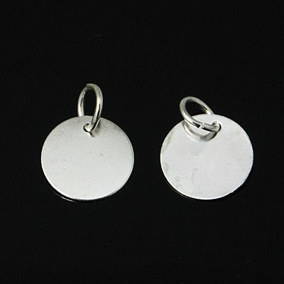 15  Silver Plated Circle Disc Charm, stamping blanks, with 6mm Jump Ring 12mm (1/2")  CHS0044