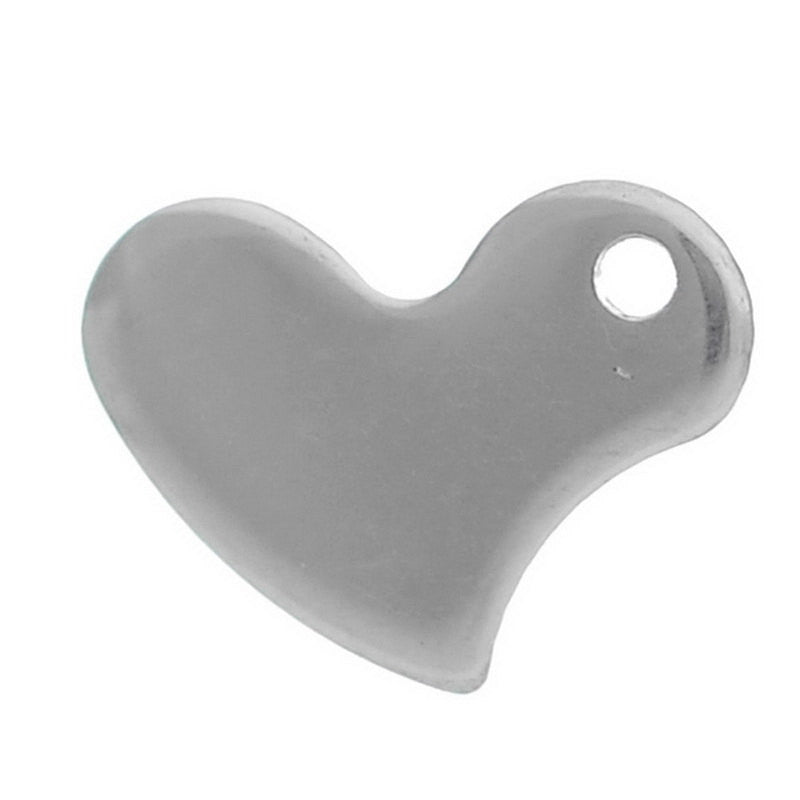 10 Stainless Steel Metal Stamping Blank Charms, CRAZY HEART shape, punched hole. 11x9mm. 18 gauge MSB0039