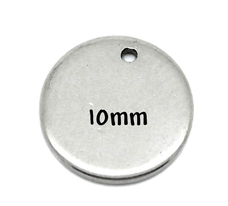 50 Stainless Steel Metal Stamping Blanks Charms ( 10mm ), Small ROUND DISC Tags, 18 gauge  MSB0017b