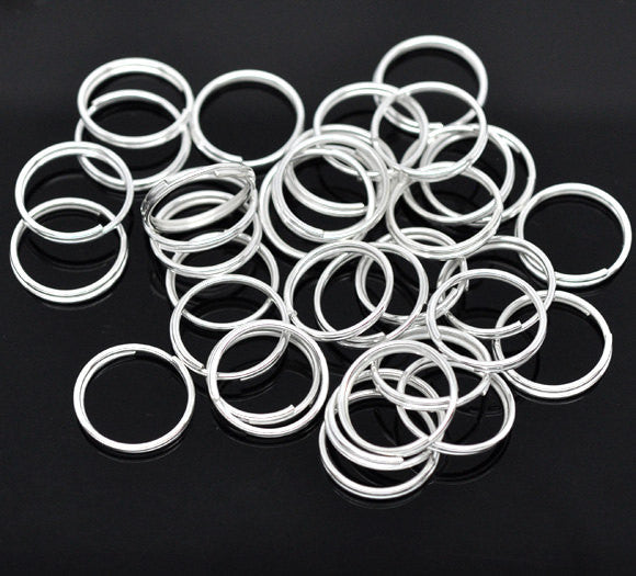 50 Bright Silver Plated Double Loops Split Rings Open Jump Rings 16mm . jum0003