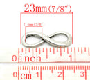 20 INFINITY SYMBOL  Antiqued Silver Tone Metal Charm Connectors  23x8mm chs0055