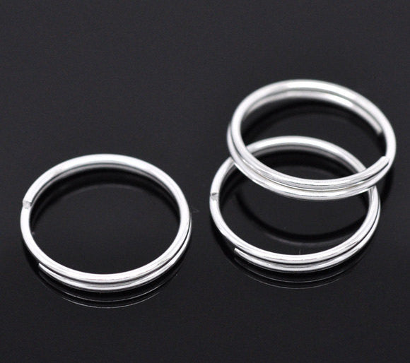 50 Bright Silver Plated Double Loops Split Rings Open Jump Rings 16mm . jum0003