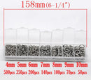 1 Box Mixed STAINLESS STEEL Open Jump Rings 4mm-10mm . 1410 PCs Assorted with Storage Box  jum0004