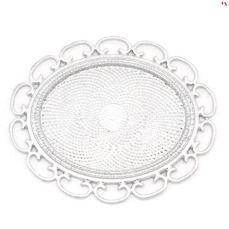2 Large Silver metal filigree pendants, for cabochons or cameos  58mm x 48mm  fin0006