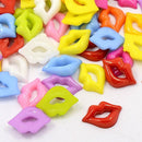 25 Acrylic LIPS Kiss Fashion Charm Shapes 21-14mm, cabochon flatbacks, mixed random colors for decoden, kawaii, cute cab0035