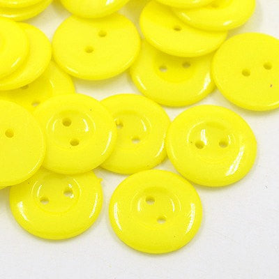 12 ROUND LEMON YELLOW Buttons for Jewelry Making, Scrapbooking, Sewing . 18mm but0003