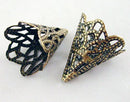 20 Bronze Metal Filigree Bead Cones 20x17mm  bme0018
