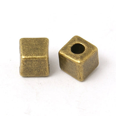 50 Bronze Metal Cube Beads, 4mm  bme0016