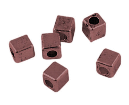 50 Copper Metal Cube Beads, 4mm  bme0017