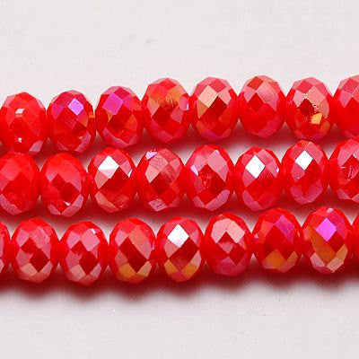 50 Cherry Red AB Coated Beads, glass crystal rondelle, 6mm bgl0004