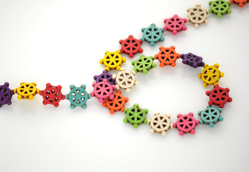 Howlite Stone Beads Mixed Colors, SHIP WHEEL 18mm how0003