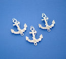 2  Bright Silver Metal Rhinestone Anchor Charm Connector Links  chs0069