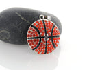 1 RHINESTONE BASKETBALL Pendant .orange crystals, black enamel, silver base  chs0108