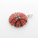 1 RHINESTONE BASKETBALL Pendant .orange crystals, black enamel, silver base  chs0108