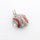2 Rhinestone Silver and Enamel BASEBALL Charm Pendants chs0110