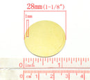 10 Brass Sheet Metal Stamping Blanks, CIRCLE DISC shape with hole, 28mm (1 1/8")  22 gauge msb0057
