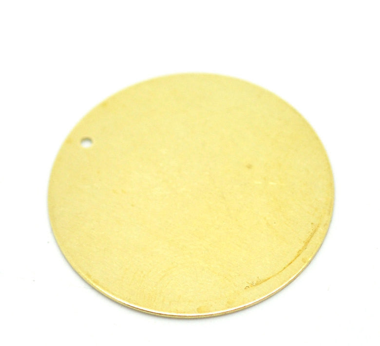 10 Brass Sheet Metal Stamping Blanks, Round CIRCLE DISC shape with hole, 25mm (1")  24 gauge msb0254
