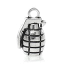 3 Antiqued Silver Tone HAND GRENADE Charm Pendants chs0118
