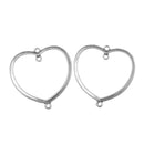 4 Antiqued Silver Tone Open HEART CONNECTORS Charm Pendants chs0120