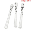 10 Antiqued Silver Tone BASEBALL BAT Charm Pendants chs0121