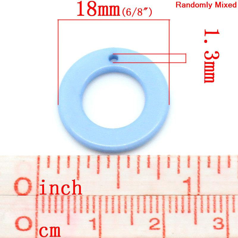 200 Acrylic Lucite CIRCLE Ring Connector Charms, Mixed Colors  18mm cha0006