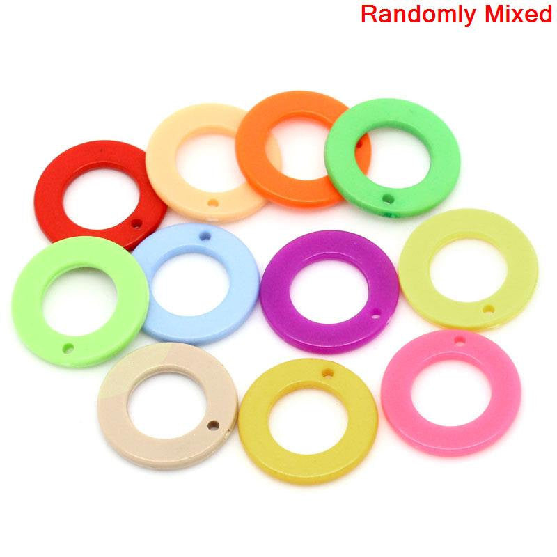 200 Acrylic Lucite CIRCLE Ring Connector Charms, Mixed Colors  18mm cha0006
