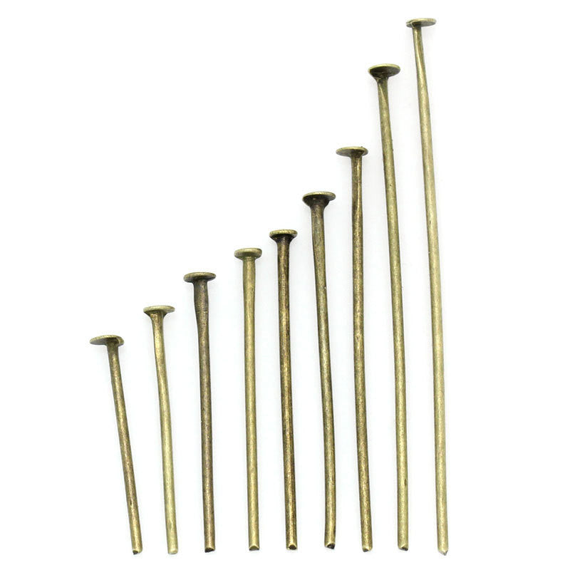 900 Bronze Tone Metal Head Pins  20 gauge, mixed sizes pin0004