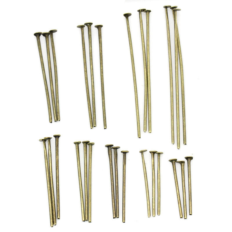 900 Bronze Tone Metal Head Pins  20 gauge, mixed sizes pin0004