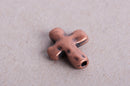 10 Copper Tone Metal Sideways Cross Beads, hammered textured metal . 13mm x 11mm chc0006
