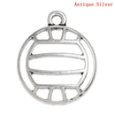 4 Silver Tone Pewter VOLLEYBALL Open Cutout Charm Pendants chs0166