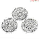 2 Large Antique Silver CIRCLE MEDALLION Charm Pendants  chs0169