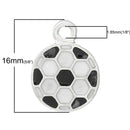 4 Small Silver and Black Enamel SOCCER BALL Football Futball Charm Pendants Che0125