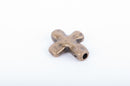 10 Bronze Tone Metal Sideways Cross Beads, hammered textured metal . 13mm x 11mm chb0046