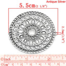 2 Large Antique Silver CIRCLE MEDALLION Charm Pendants  chs0169