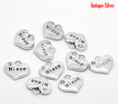 1 Silver Tone Rhinestone " Niece " Heart Charm Pendant 16x14mm (5/8"x1/2") chs0162a