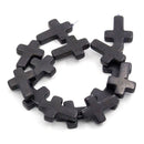 1 Strand Stone Cross Beads . BLACK . Sideways Cross . 30mm x 20mm how0041