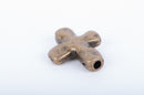 10 Bronze Tone Metal Sideways Cross Beads, hammered textured metal . 13mm x 11mm chb0046