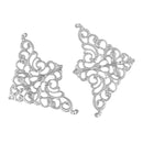100 Silver Tone Vintage Style Filigree Flat Metal Findings  Bulk package  FIL0002b