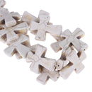 2 pcs. Large Howlite Stone Beads OFF WHITE Maltese CROSS . 36x30mm how0050a