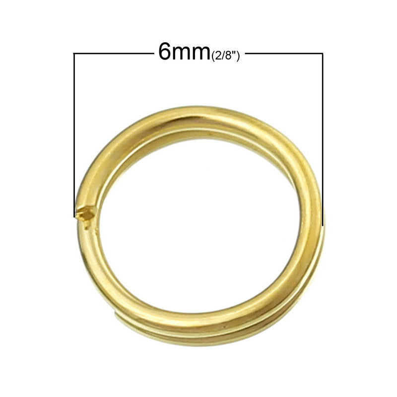 50 SMALL Gold Plated Double Loops Split Rings Open Jump Rings 6mm jum0009