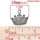 10 pcs  Antiqued Silver Tone Metal PRINCESS CROWN Charm Pendants chs0178