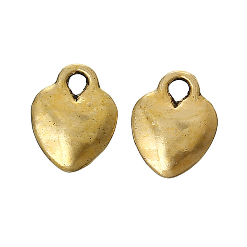 20 Gold Tone Metal HEART Charm Pendants chg0009