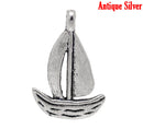 10  Silver Tone Metal SAILBOAT Charm Pendants 13mmx19mm  chs0181