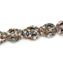 16" Strand FLORAL Painted Howlite Stone FLAT SKULL Gemstone Beads approx 25 beads . carved stone 15mm how0051