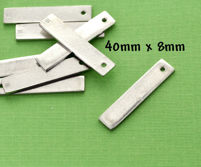 2 pcs Pewter Metal Stamping Blanks 40mm x 8mm Rectangle, 16 gauge  msb0044