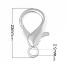 5 Large Bright SILVER PLATED Lobster Clasps 23mm x 12mm fcl0016