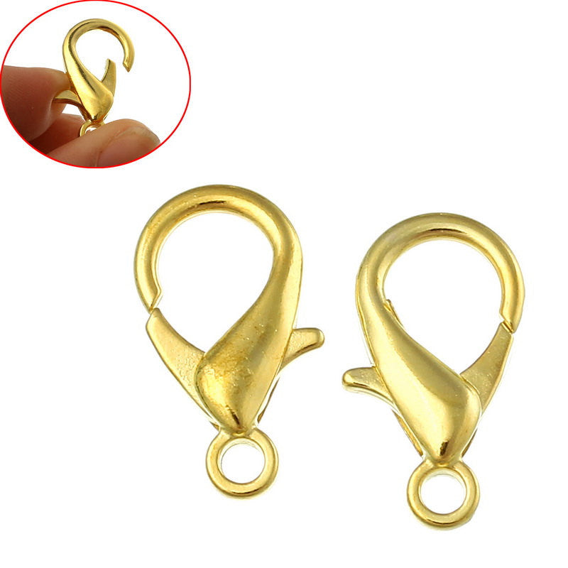 5 Large Bright GOLD Tone Lobster Clasps . 23mm x 12mm  fcl0015